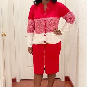 Talbots Red and Ecru Ombre Sweater Size Large
